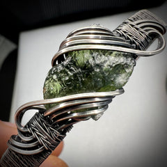 Moldavite/Silver Bracelet