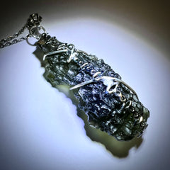9.41g Moldavite & Silver Pendant