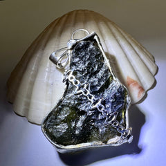 8.79g Moldavite & Silver Pendant