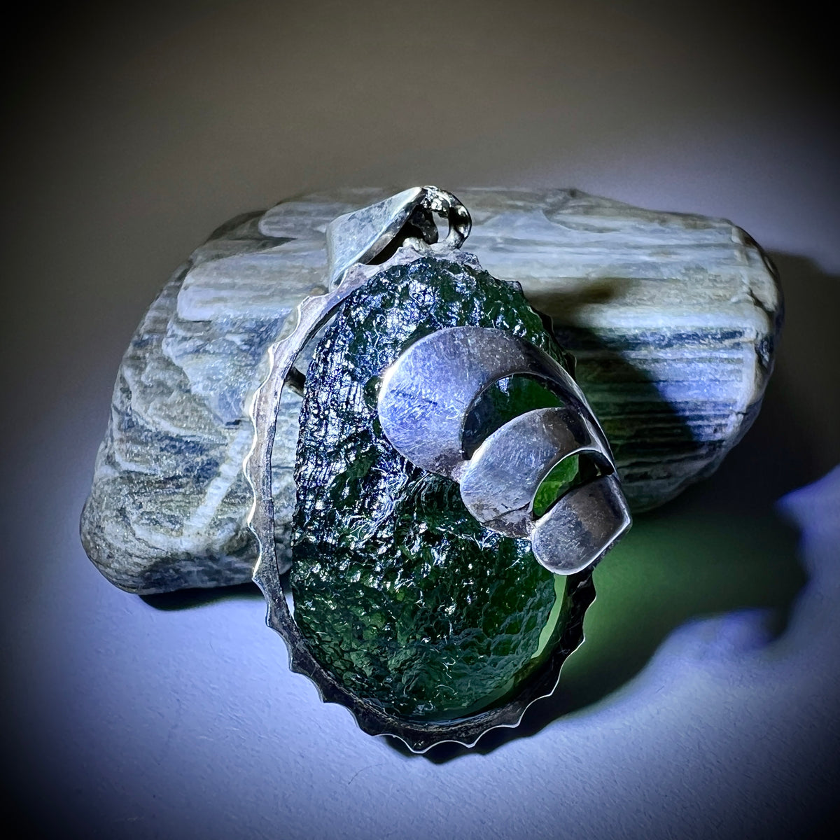 5.34g Moldavite & Silver Pendant