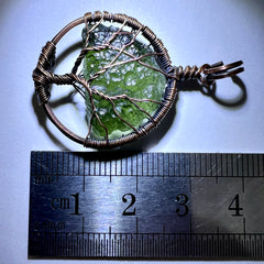 2.4g Moldavite & Copper Tree of Life Pendant