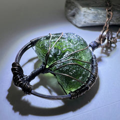 2.7g Moldavite & Copper Tree of Life Pendant