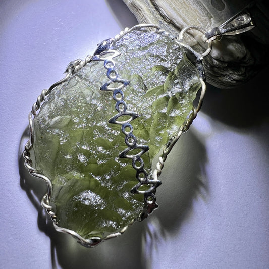 6.83g Moldavite & Silver Pendant
