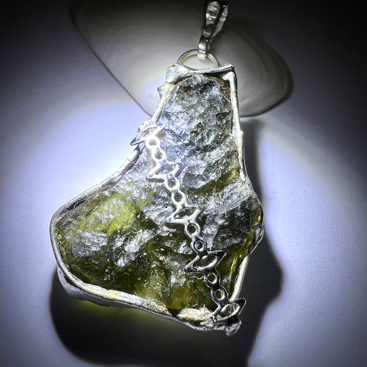 8.79g Moldavite & Silver Pendant