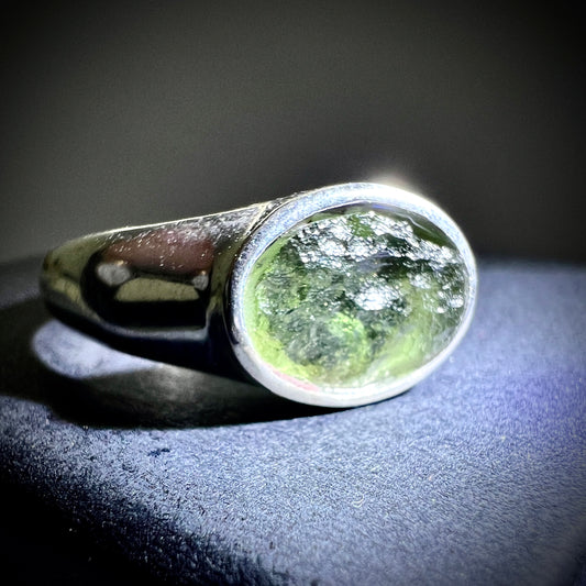 Moldavite Silver Ring (Size 11)