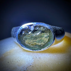 Moldavite Silver Ring (Size 11)