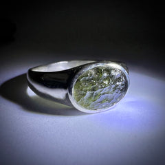 Moldavite Silver Ring (Size 11)