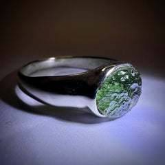 Moldavite Silver Ring (Size 11)