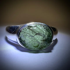 Moldavite Silver Ring (Size 11)