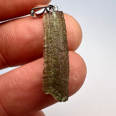 0.88g Moldavite Rhodium-Plated Silver Pendant
