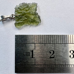0.68 Moldavite Rhodium-Plated Silver Pendant