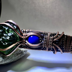 2.87g Moldavite & Copper Bracelet with Blue Lapiz Lazuli Stones