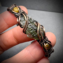 1.2g Moldavite & Tigers Eye Copper Bracelet