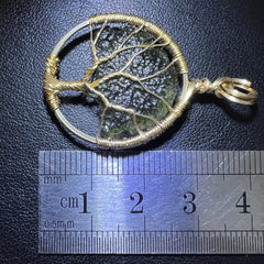 Beautiful Moldavite Tree of Life Pendant in 14k Gold Filled