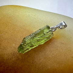 0.64g Moldavite Rhodium-Plated Silver Pendant