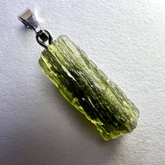 1.38g Moldavite Rhodium-Plated Silver Pendant