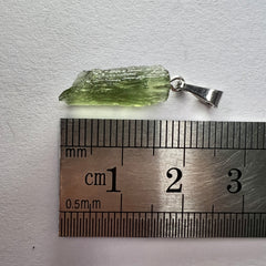 0.64g Moldavite Rhodium-Plated Silver Pendant