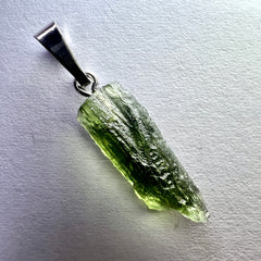 0.64g Moldavite Rhodium-Plated Silver Pendant