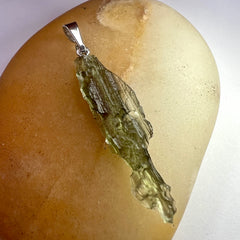 0.92g  Moldavite Rhodium-Plated Silver Pendant