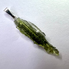 0.92g  Moldavite Rhodium-Plated Silver Pendant