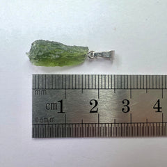 1.01g  Moldavite Rhodium-Plated Silver Pendant