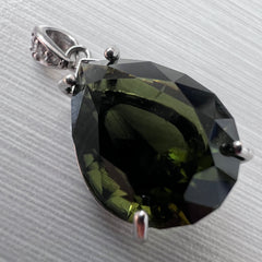 Exquisite Faceted "drop" Moldavite Pendant