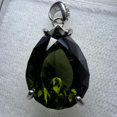 Exquisite Faceted "drop" Moldavite Pendant