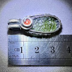 Moldavite & Antiqued Silver Pendant