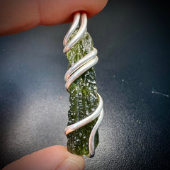 3.38g Moldavite Silver Wrapped Pendant