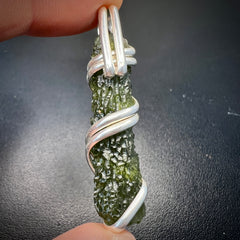 3.38g Moldavite Silver Wrapped Pendant