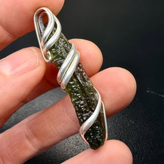 3.38g Moldavite Silver Wrapped Pendant