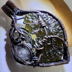 5.45g Double Herkimer, Moldavite Copper Pendant