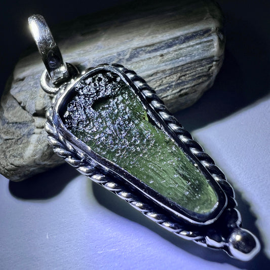 Bezel set Moldavite/Silver pendant