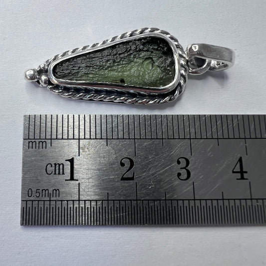 Bezel set Moldavite/Silver pendant