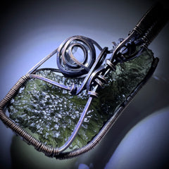 Moldavite & Herkimer Copper pendant.