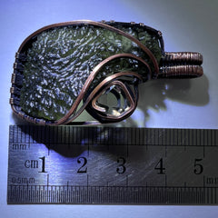 Moldavite & Herkimer Copper pendant.