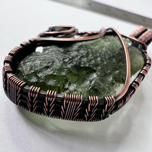 Moldavite & Herkimer Copper pendant 3.3g