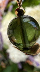 5ct Moldavite bead necklace - gold plated silver.