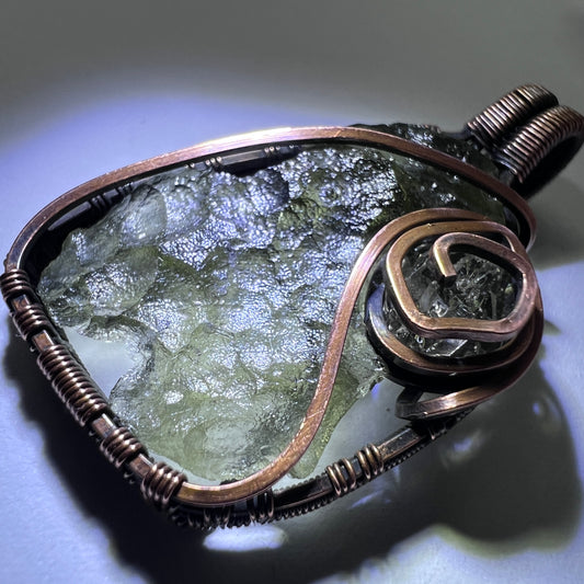 Moldavite & Herkimer Copper pendant 2.52g