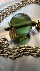 5ct Moldavite bead necklace - gold plated silver.