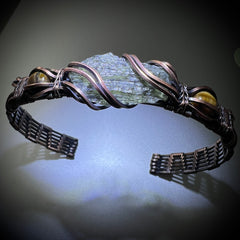 1.2g Moldavite & Tigers Eye Copper Bracelet