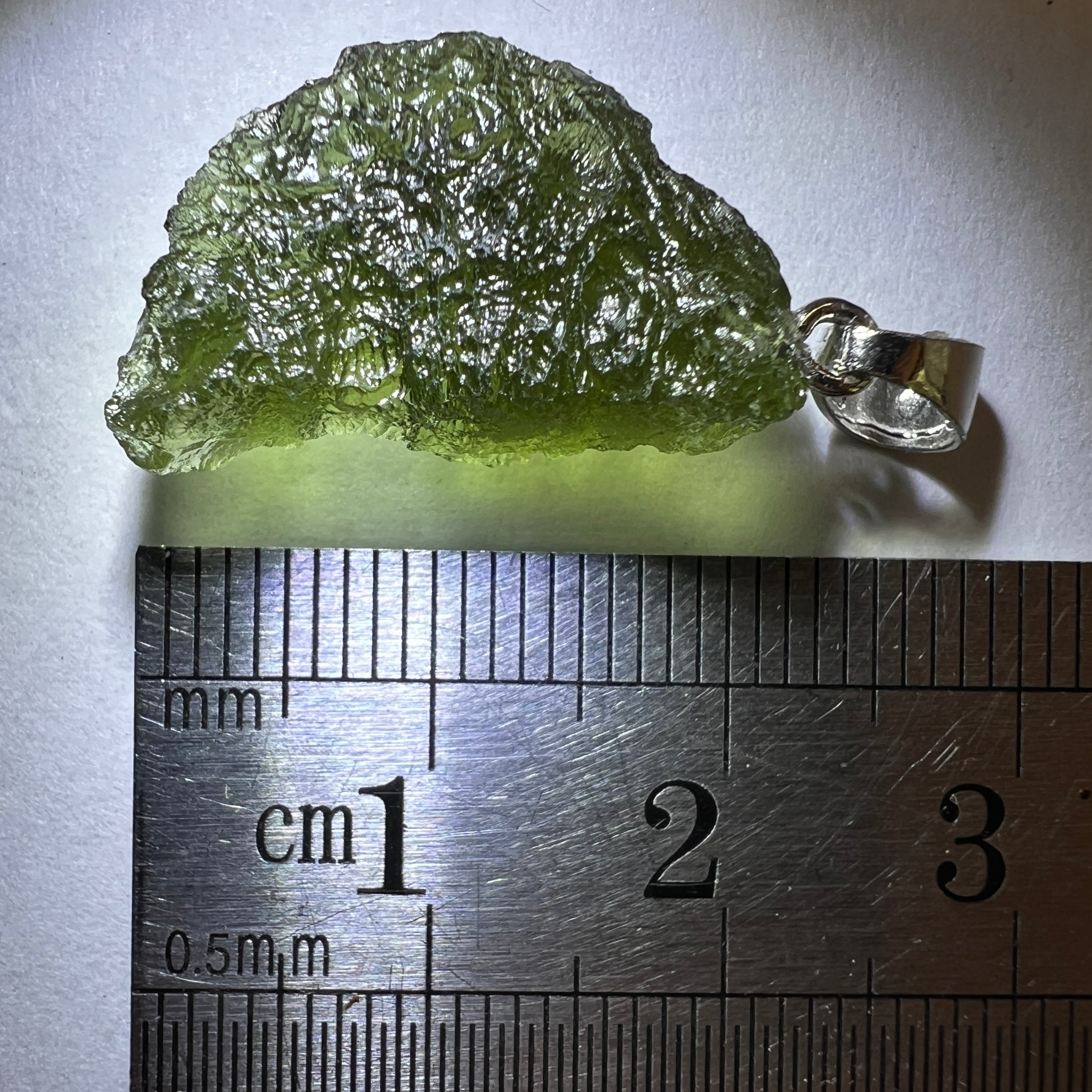 2.47g Moldavite/Silver pendant.