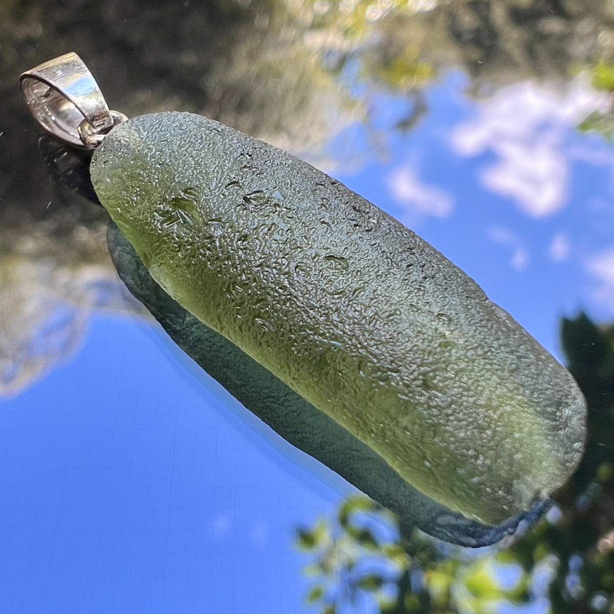 2.51g Moldavite/Silver pendant.