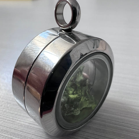 Moldavite & Herkimer Locket 20mm