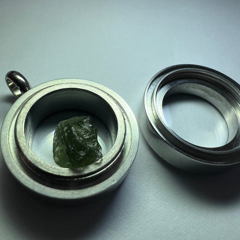 Moldavite/Herkimer/LDG Locket - 25mm
