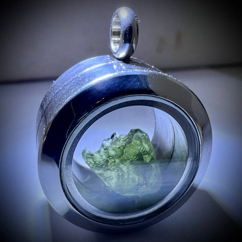 Moldavite & Herkimer Locket 20mm