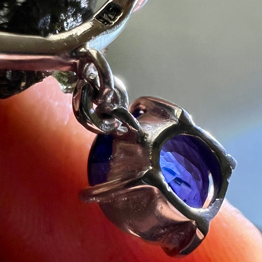 Exquisite Moldavite & Ceylon Sapphire Silver Necklace