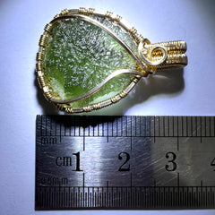 Exquisite petite Moldavite pendant in 14k gold-filled wire wrap