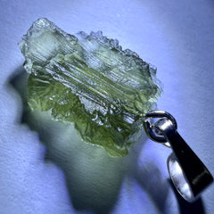 0.83g Moldavite Rhodium-Plated Silver Pendant