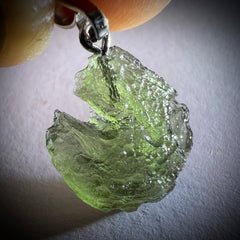 0.85g Moldavite Rhodium-Plated Silver Pendant